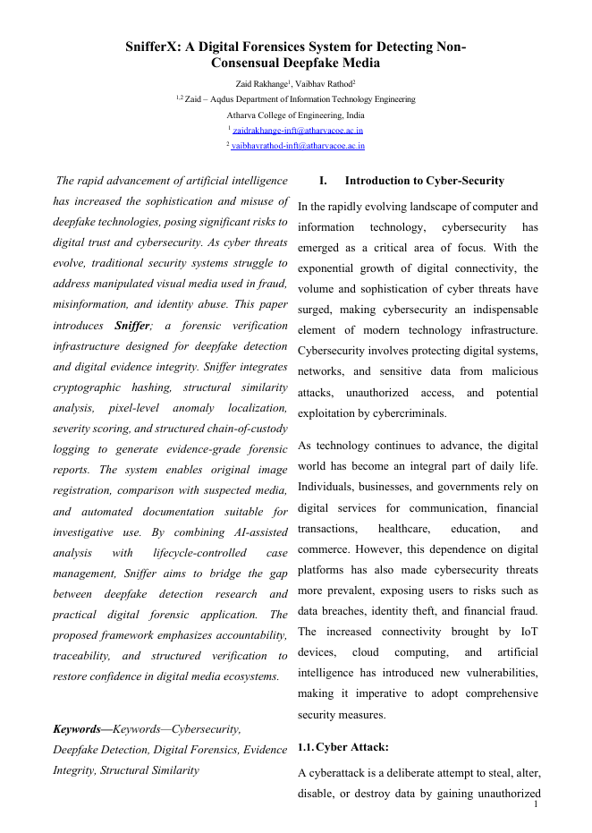 SnifferX: A Digital Forensics System for Detecting Non-Consensual Deepfake Media